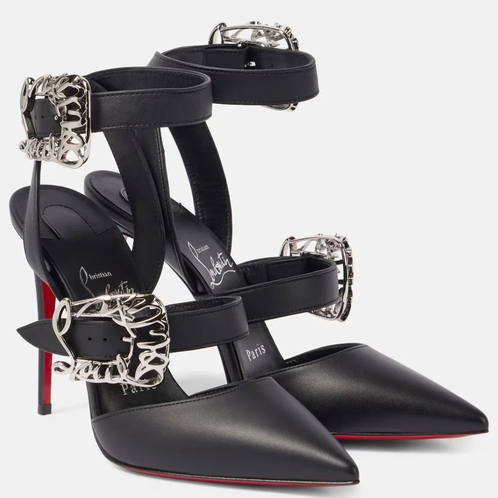 Christian Louboutin GIDDYLINA 100 Buckled Leather Sandals Heels Pumps - Picture 3 of 16
